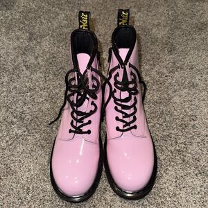 Size 5Y Dr. Martens Patent Leather Lace Up Boots Pink